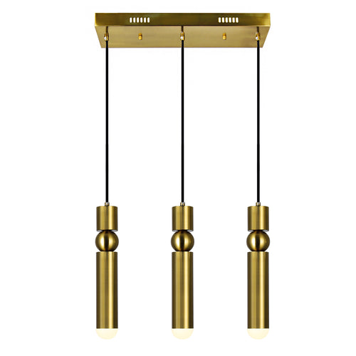 LED Island/Pool Table Chandelier with Brass Finish