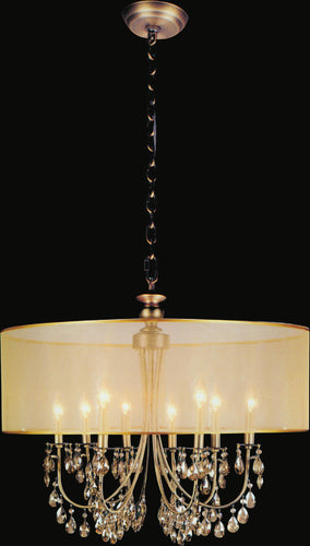 8 Light Drum Shade Chandelier with French Gold finish