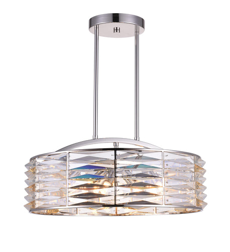 8 Light Down Chandelier with Bright Nickel finish