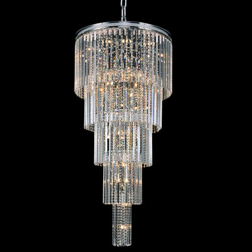 46-Light Chrome Chandelier With Clear Crystals