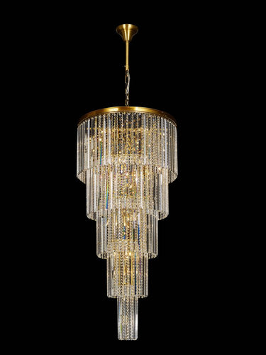 46-Light Antique Brass Chandelier With Clear Crystals