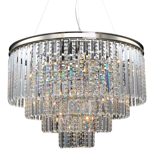 25-Light Chrome Chandelier With Clear Crystals
