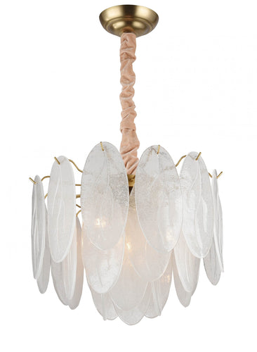 5-Light Brass Chandelier With White Glass Accents