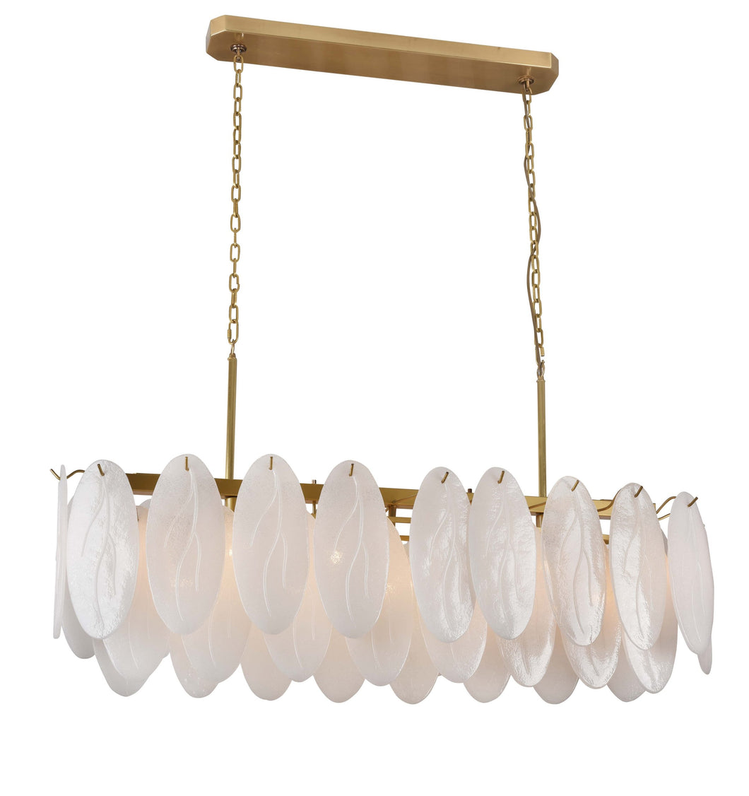 11-Light Brass Chandelier With White Glass Accents