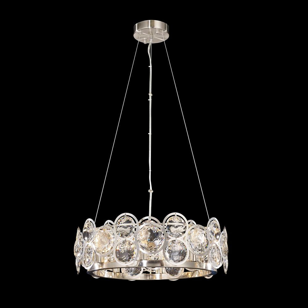 8-Light Satin Nickel Chandelier With Clear Glass Balls