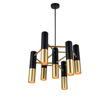 Load image into Gallery viewer, Anem 7 Light Down Chandelier With Matte Black &amp; Satin Gold Finish