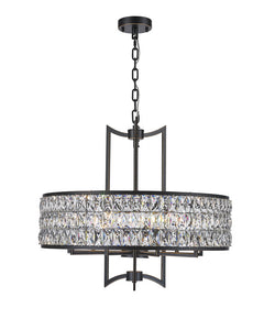 9-Light Chrome Chandelier With Clear Crystals