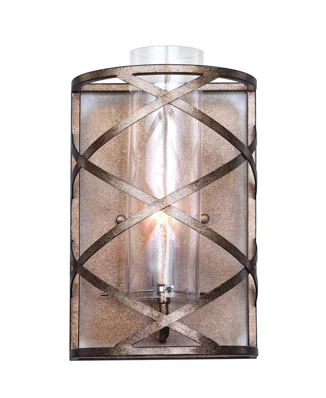 1 Light Wall Sconce with Wood Grain Bronze Finish