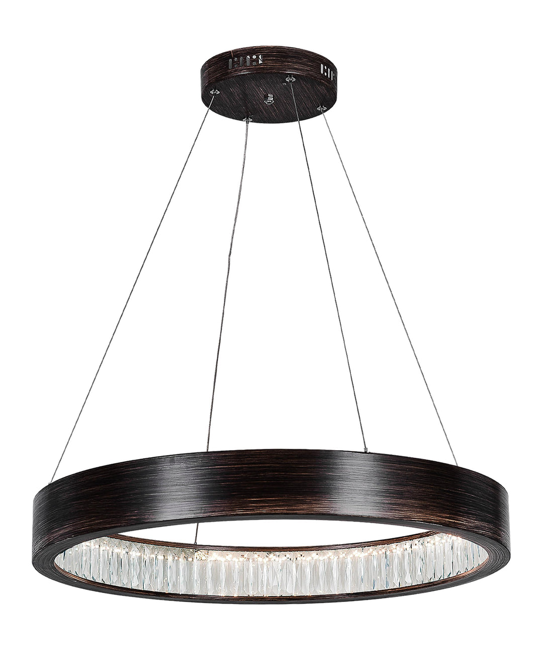 LED Chandelier with Wood Grain Brown Finish