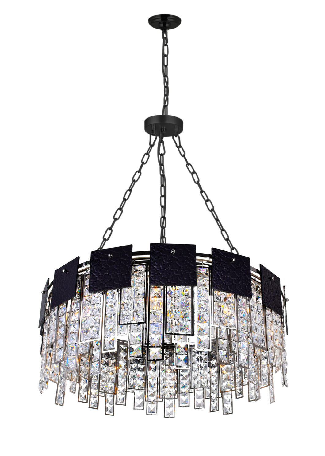 10 Light Down Chandelier with Polished Nickel Finish