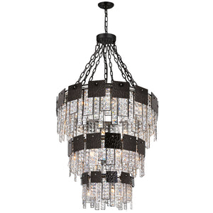 24 Light Down Chandelier with Polished Nickel Finish