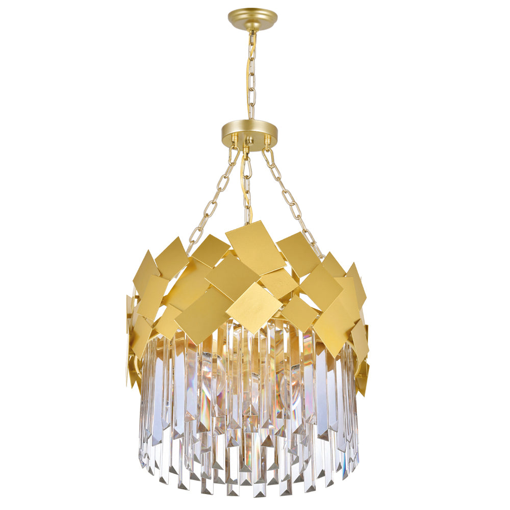 4 Light Down Chandelier with Medallion Gold Finish