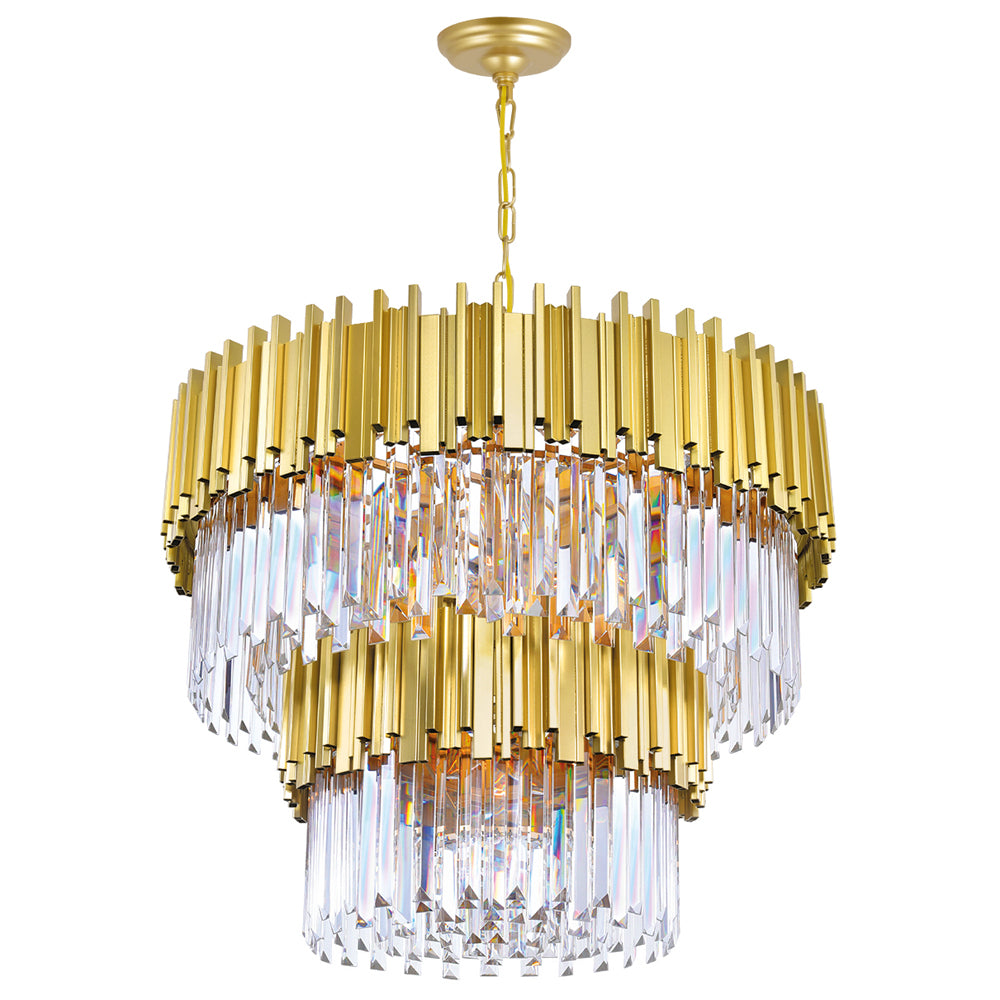 12 Light Down Chandelier with Medallion Gold Finish