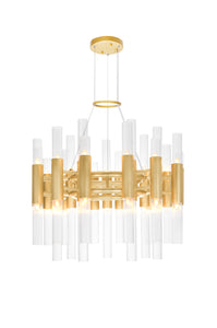 42 Light Chandelier with Satin Gold Finish