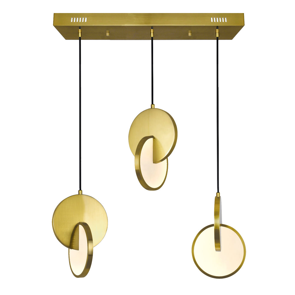 LED Island/Pool Table Chandelier with Brushed Brass Finish