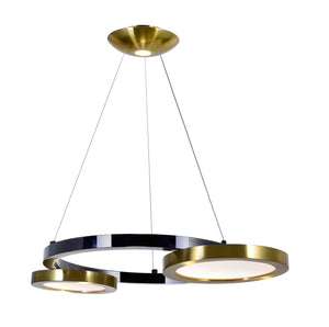 LED Chandelier with Brass & Pearl Black Finish
