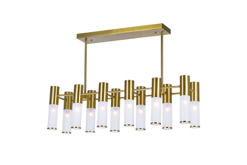 12 Light Island/Pool Table Chandelier with Brass Finish