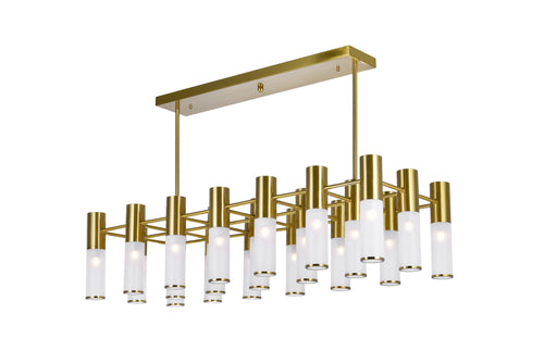 21 Light Island/Pool Table Chandelier with Brass Finish