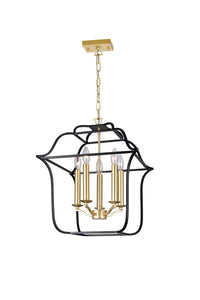 5 Light Chandelier with Satin Gold & Black Finish