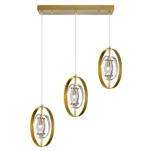 3 Light Island/Pool Table Chandelier with Brass Finish