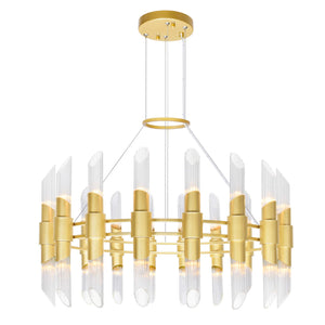 36 Light Chandelier with Satin Gold finish