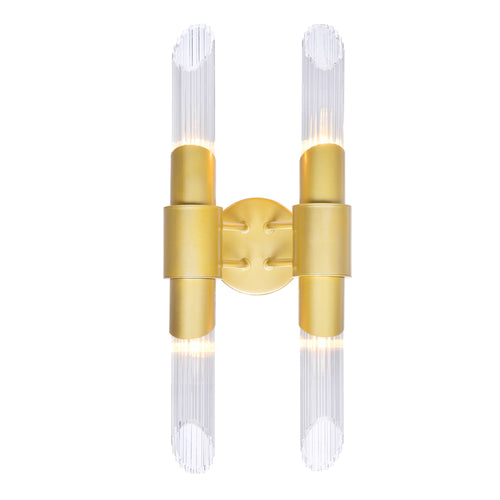 4 Light Wall Sconce with Satin Gold finish