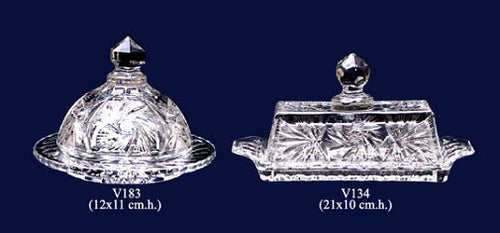 Set of 2 Lead Crystal Butter Dishes