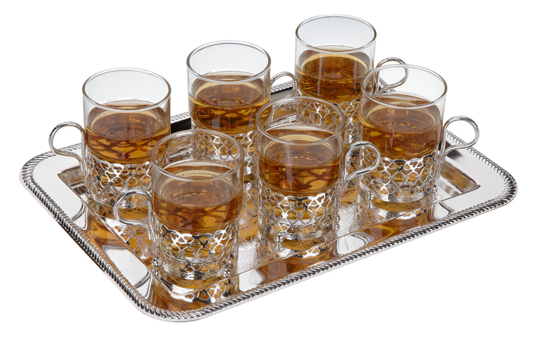 6 Tea Glasses on Tray