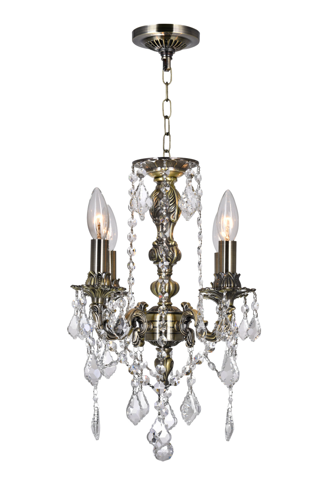4 Light Up Chandelier with Antique Brass finish