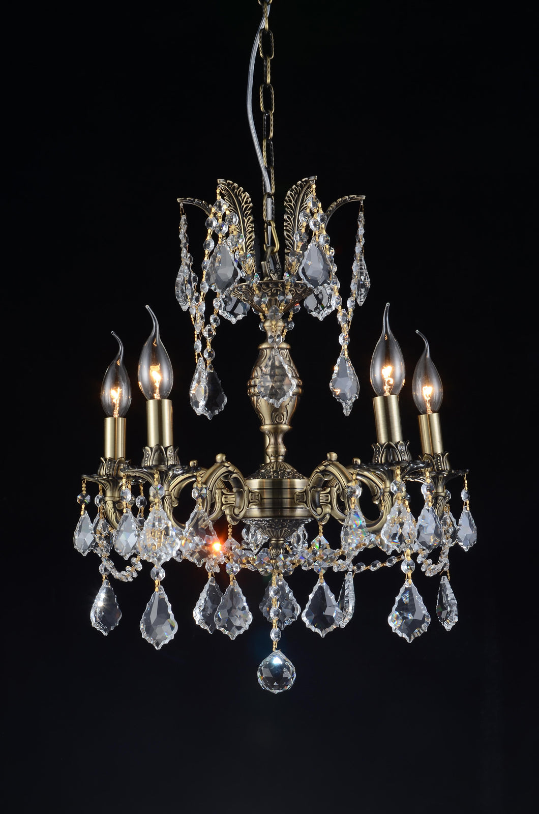 5 Light Up Chandelier with Antique Brass finish