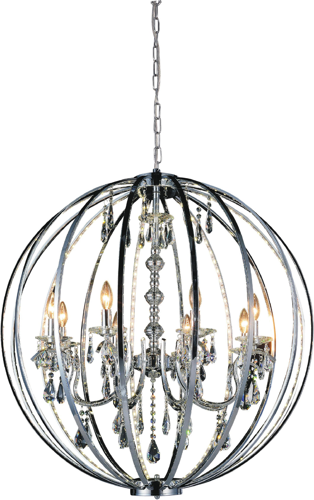8 Light Up Chandelier with Chrome finish