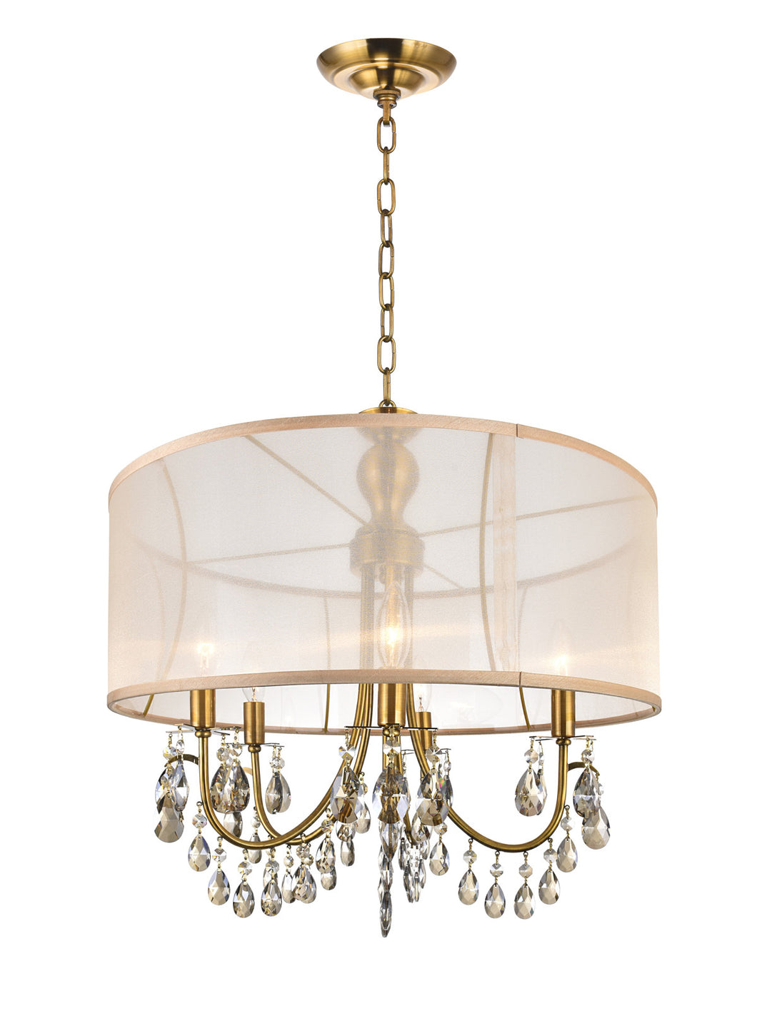 5 Light Drum Shade Chandelier with French Gold finish