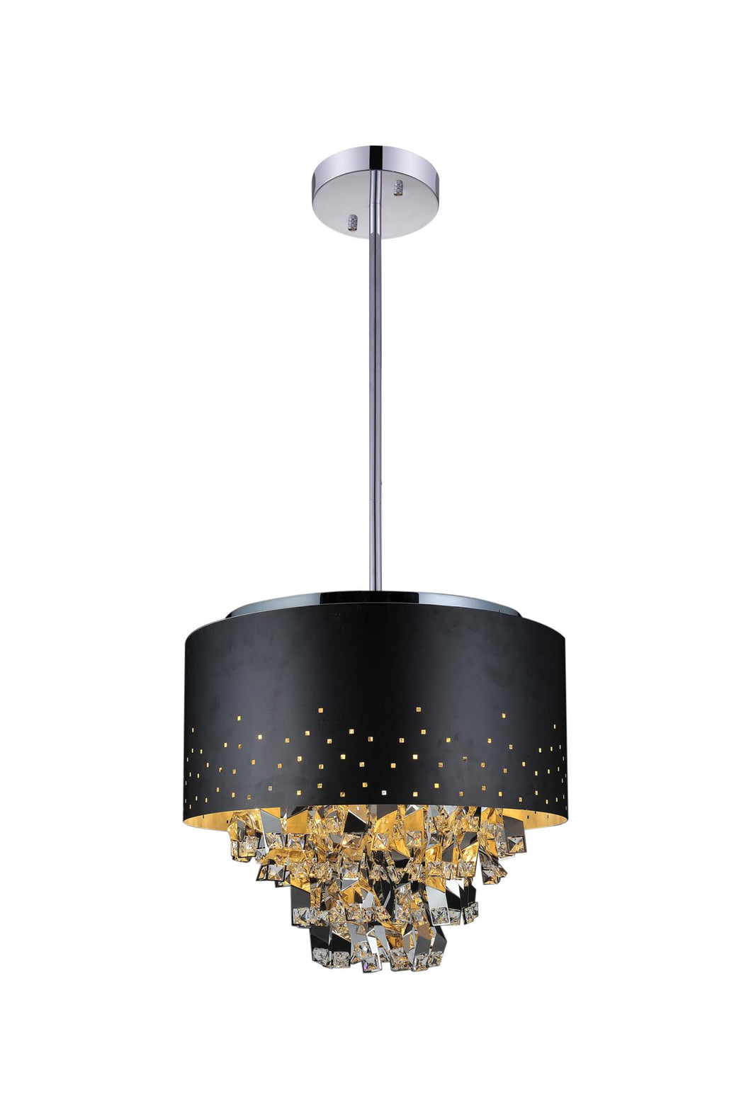 6 Light Drum Shade Chandelier with Black finish