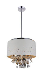 6 Light Drum Shade Chandelier with White finish