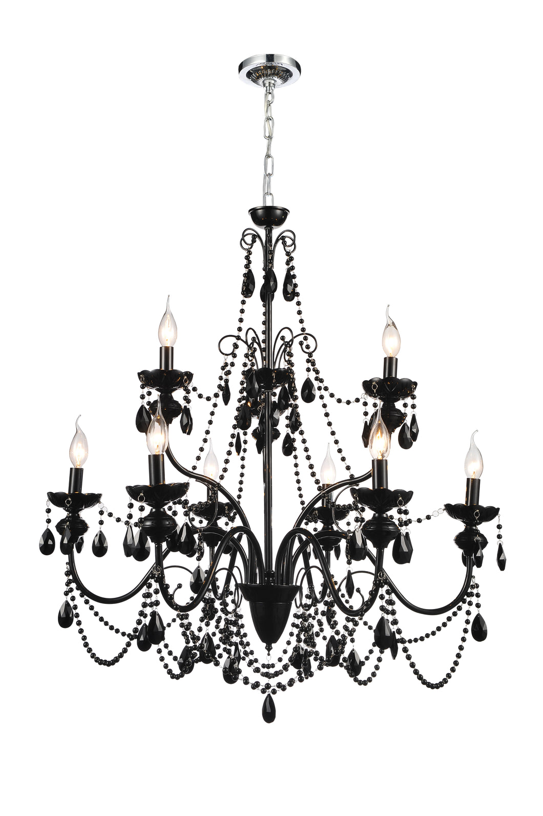 9 Light Up Chandelier with Black finish