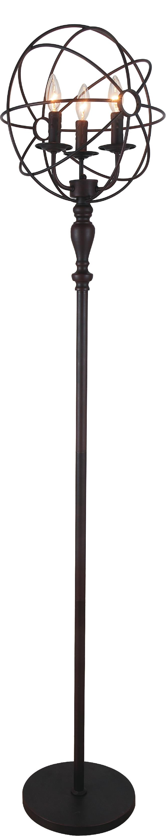 3 Light Floor Lamp with Brown finish