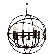 Load image into Gallery viewer, 6 Light Up Chandelier with Brown finish