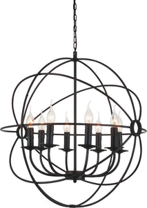 8 Light Up Chandelier with Brown finish