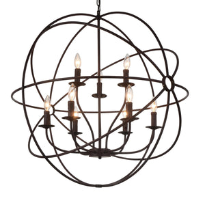 9 Light Up Chandelier with Brown finish