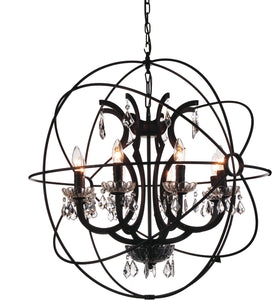 8 Light Up Chandelier with Brown finish