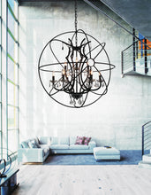 Load image into Gallery viewer, 9 Light Up Chandelier with Brown finish