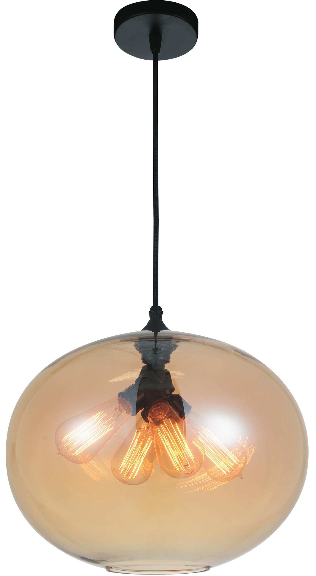 4 Light Down Pendant with Amber finish
