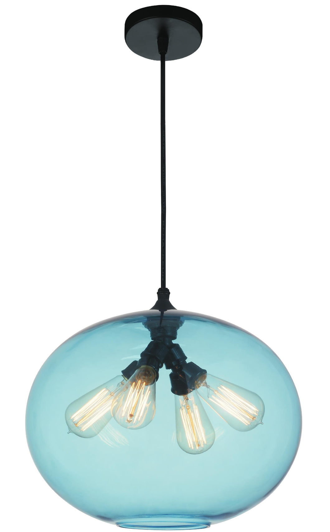 4 Light Down Pendant with Blue finish