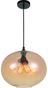 4 Light Down Pendant with Transparent Amber finish