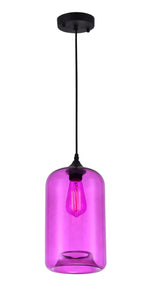 1 Light Down Mini Pendant with Transparent Purple finish