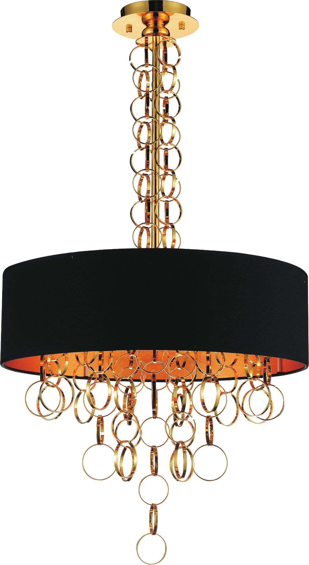 6 Light Drum Shade Chandelier with Gold finish