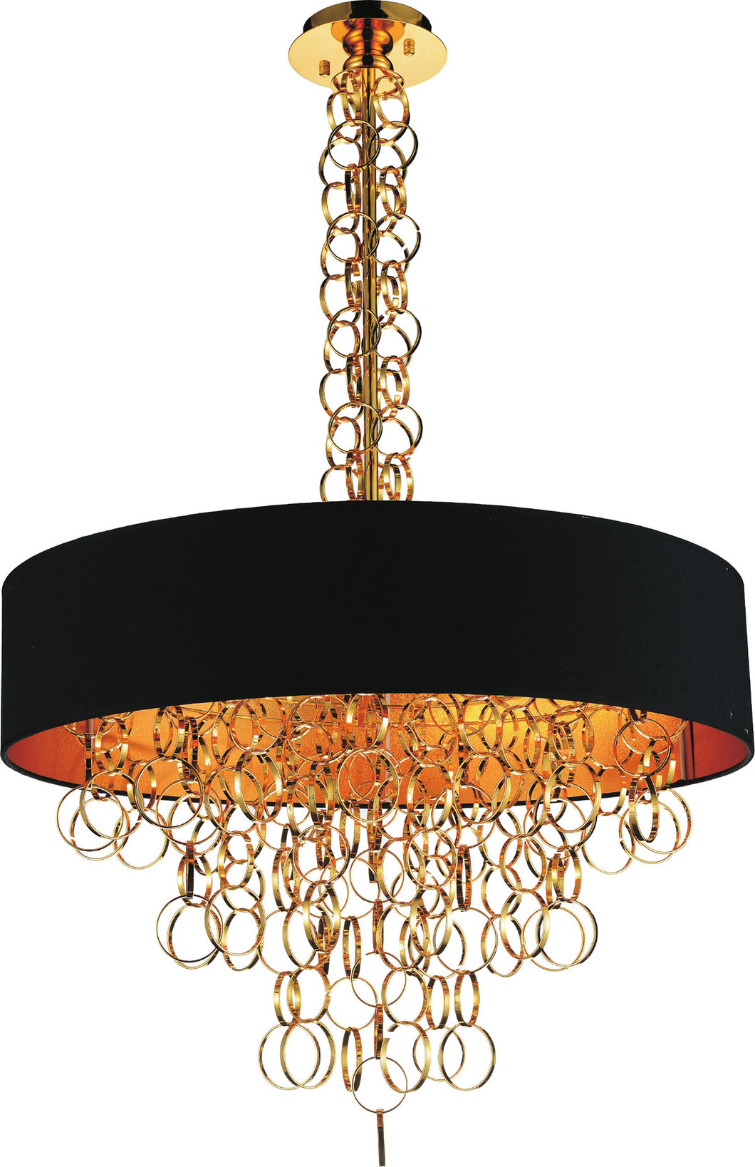 8 Light Drum Shade Chandelier with Gold finish