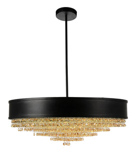 10 Light Drum Shade Chandelier with Black finish