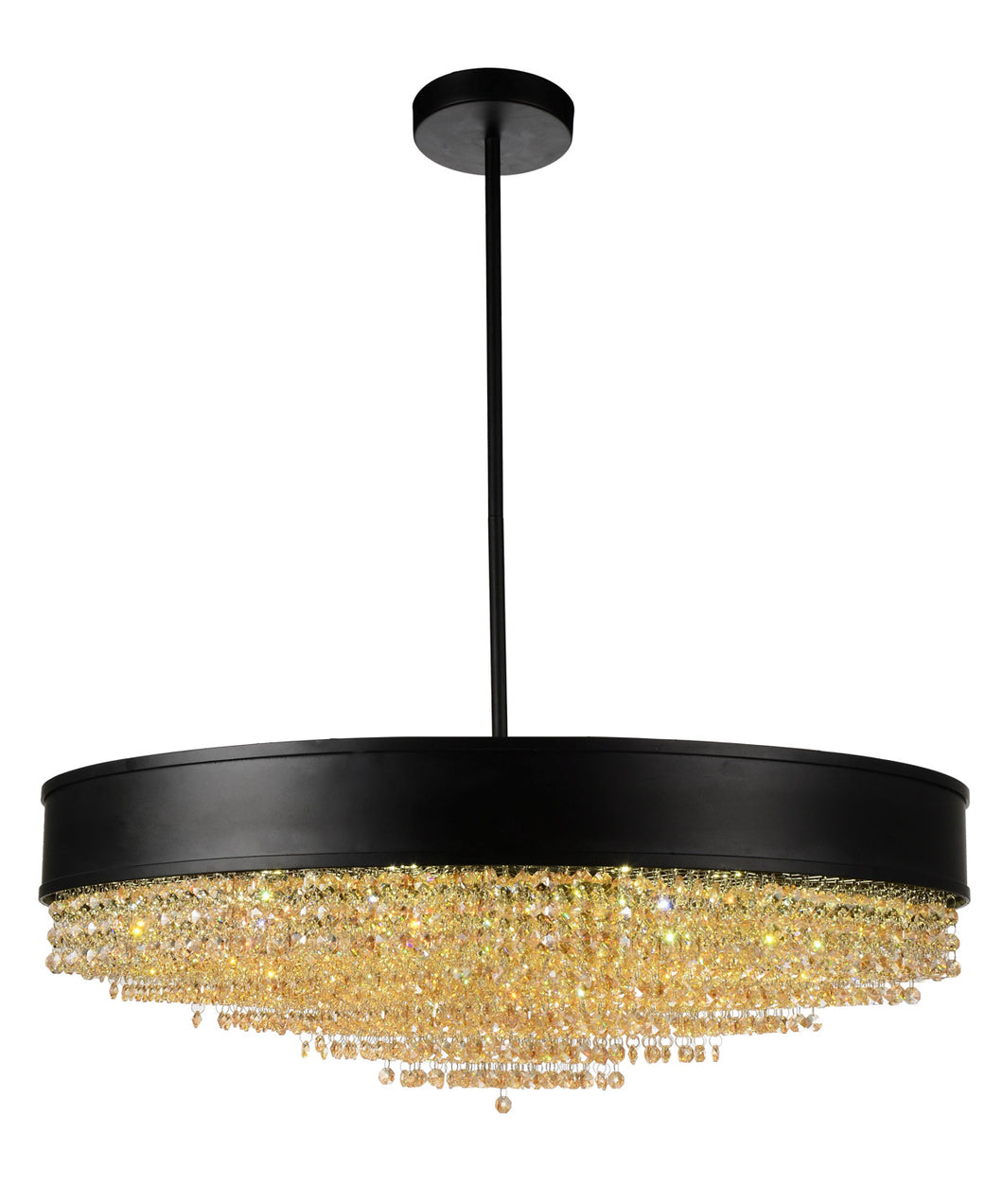 15 Light Drum Shade Chandelier with Black finish