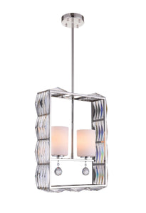 2 Light Down Chandelier with Polished Nickel finish